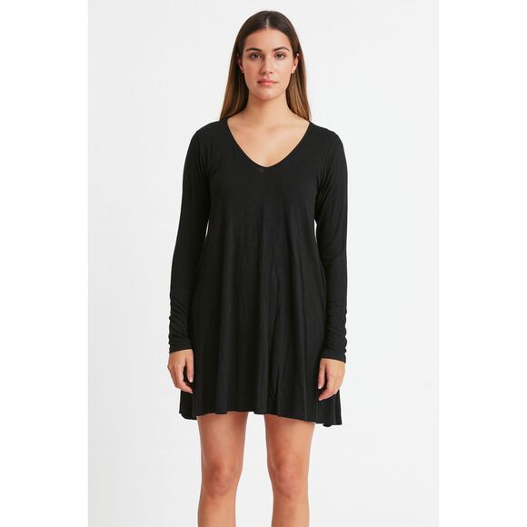 Garage Women's black long sleeve mini dress size S casual preppy y2k boho tunic - Picture 1 of 10